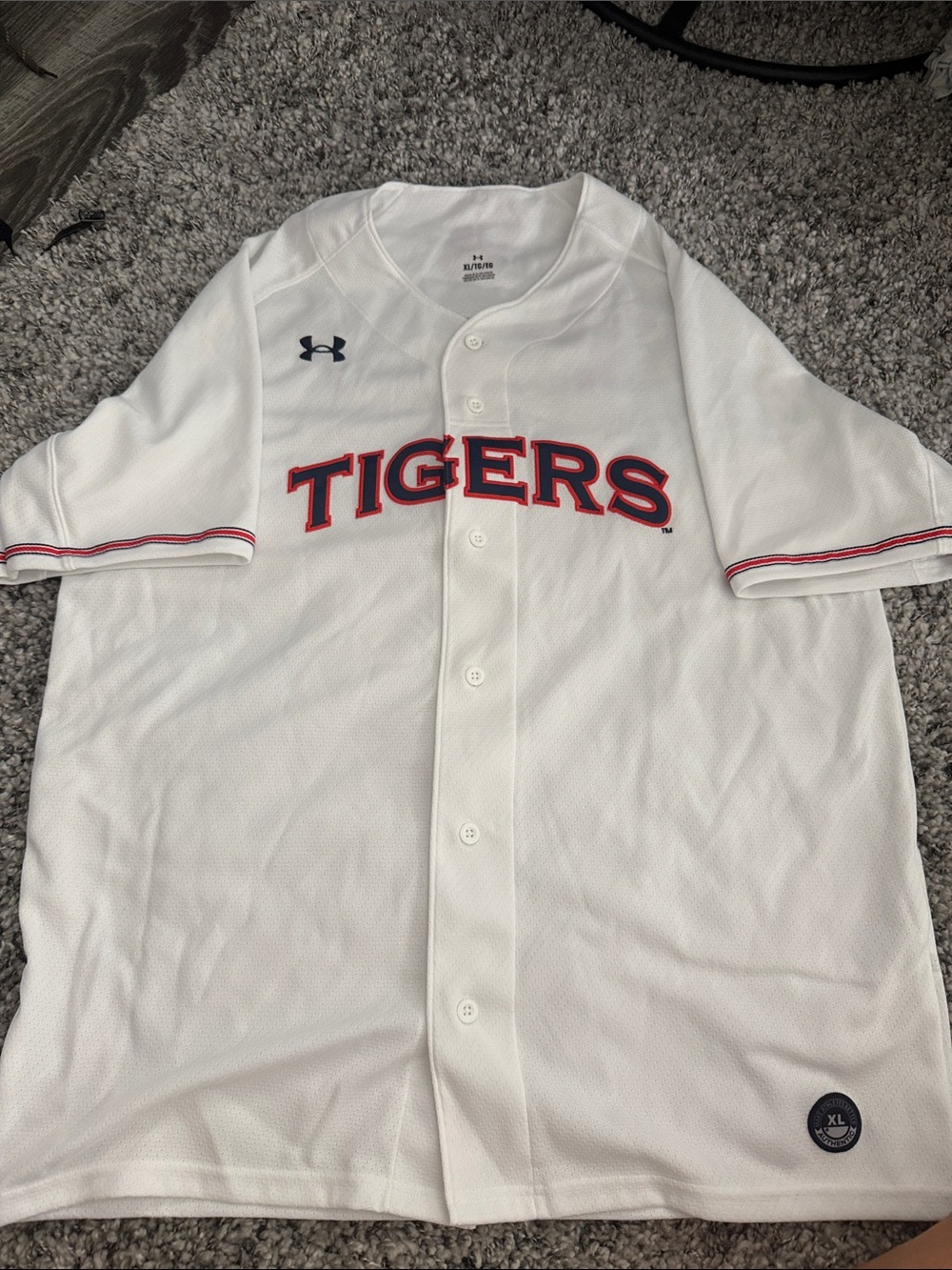 Under Armour White Auburn Baseball Jersey